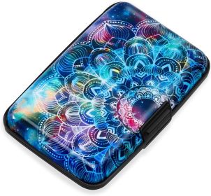 Credit Card Holder, RFID Blocking, Aluminum Alloy Hard Case, Small Business Metal Wallet for Women Men, Mandala