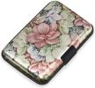Credit Card Holder for Women, RFID Blocking, Aluminum Alloy Hard Case, Small Metal Wallet for Women Men, Happy Flower