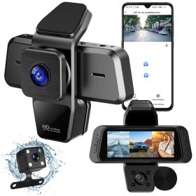 1080P FUD 3 Channel WiFi Dash Cam 170° Wide Angle Triple Car Camera With IR Night G-Sensor Motion Detection Loop Recording App Control Support 128G Ma