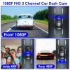 1080P FUD 3 Channel WiFi Dash Cam 170° Wide Angle Triple Car Camera With IR Night G-Sensor Motion Detection Loop Recording App Control Support 128G Ma