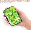 Credit Card Holder, RFID Blocking, Aluminum Alloy Hard Case, Small Business Metal Wallet for Women Men, Lucky Clover