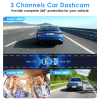 3 Channel Dash Cam for Cars, 1080P Full HD Front Camera (140° Wide View) with 480P Interior & Rear Cameras, 360° Vehicle Protection