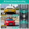 4K/1080P Dual Chanel Car Dash Cam 2.4GHz WiFi Car Camera Mini Driving Recorder with 140° Wide Angle APP Control Night Vision G-sensor Loop Recording