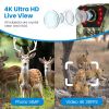 4G 4K 30FPS Solar Trail Camera Outdoor Wildlife Camera Motion Activated IP66 Waterproof with 140ºViewing Angle No Glow Night Vision SIM Card APP Contr