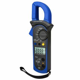 Digital Multimeter Tester AC DC Volt Ohm Amp Clamp Meter Auto Range LCD Handheld (Color: Blue)
