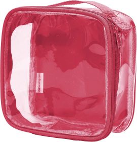 Clear TSA Approved 3-1-1 Travel Toiletry Bag for Carry On/Quart Size Transparent Liquids Pouch for Airport Security/Reusable See Through Vinyl & PVC P (Color: Red)