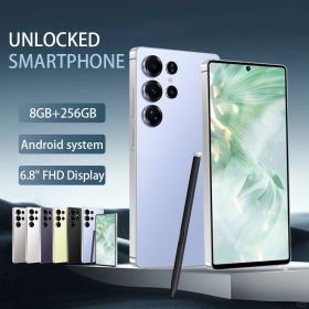 8+256GB Unlocked Smartphone, 6.8" HD+ Display, I24 5G Ultra Unlocked Phone, Built in Pen, 6000mAh Battery /Face ID+Fingerprint Lock/Dual SIM (Color: Blue)